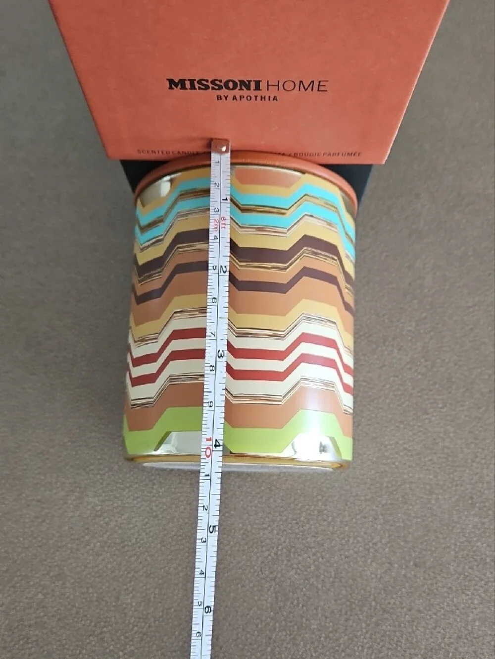 Missoni Multicolor Zigzag Striped Candle with Orange Lid